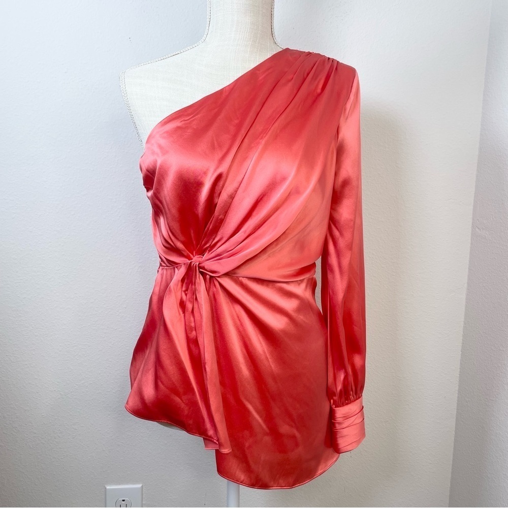 Cinq A Sept Stace One Shoulder Silk Blouse - Picture 2 of 12